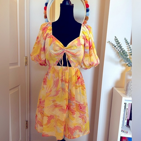 NWT Adelyn Rae Fit & Flare Tie Dye Mini Sundress - Picture 1 of 6